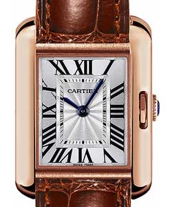 Tank Anglaise Small Rose Gold on Strap with Silver Dial