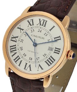 Ronde Solo XL in Rose Gold on Brown Alligator Leather Strap with Silver Opaline Dial