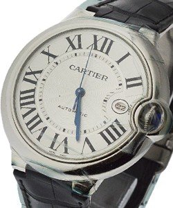 Ballon Bleu de Cartier in Steel on Black Leather with Silver Dial