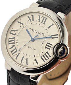 Ballon Bleu de Cartier 36mm in Steel on Black Alligator Leather Strap with Silver Dial