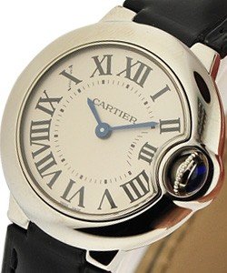 Ballon Bleu de Cartier 28mm Steel on Leather Strap with Silver Dial