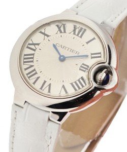 Ballon Bleu de Cartier Quartz in Steel on White Alligator Leather with Silver Opaline Dial