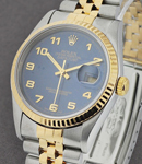 2-Tone Datejust 36mm with Yellow Gold Fluted Bezel  on Jubilee Bracelet with Blue Arabic Dial