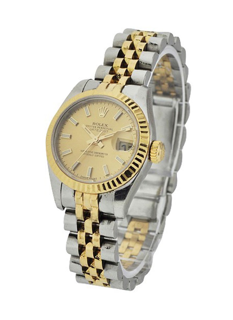 Pre-Owned Rolex Ladies 2-Tone Datejust with Yellow Gold Fluted Bezel