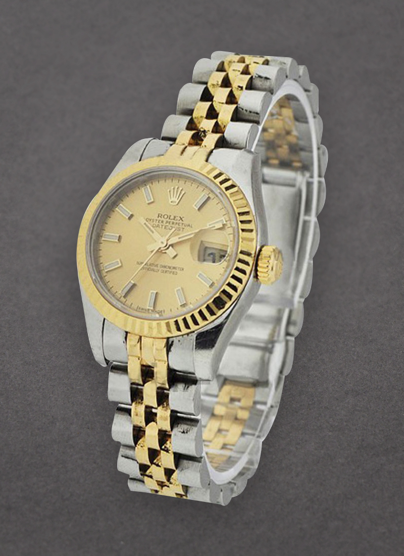 Pre-Owned Rolex Ladies 2-Tone Datejust with Yellow Gold Fluted Bezel