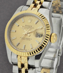 Ladies 2-Tone Datejust with Yellow Gold Fluted Bezel on Jubilee Bracelet with Champagne Stick Dial