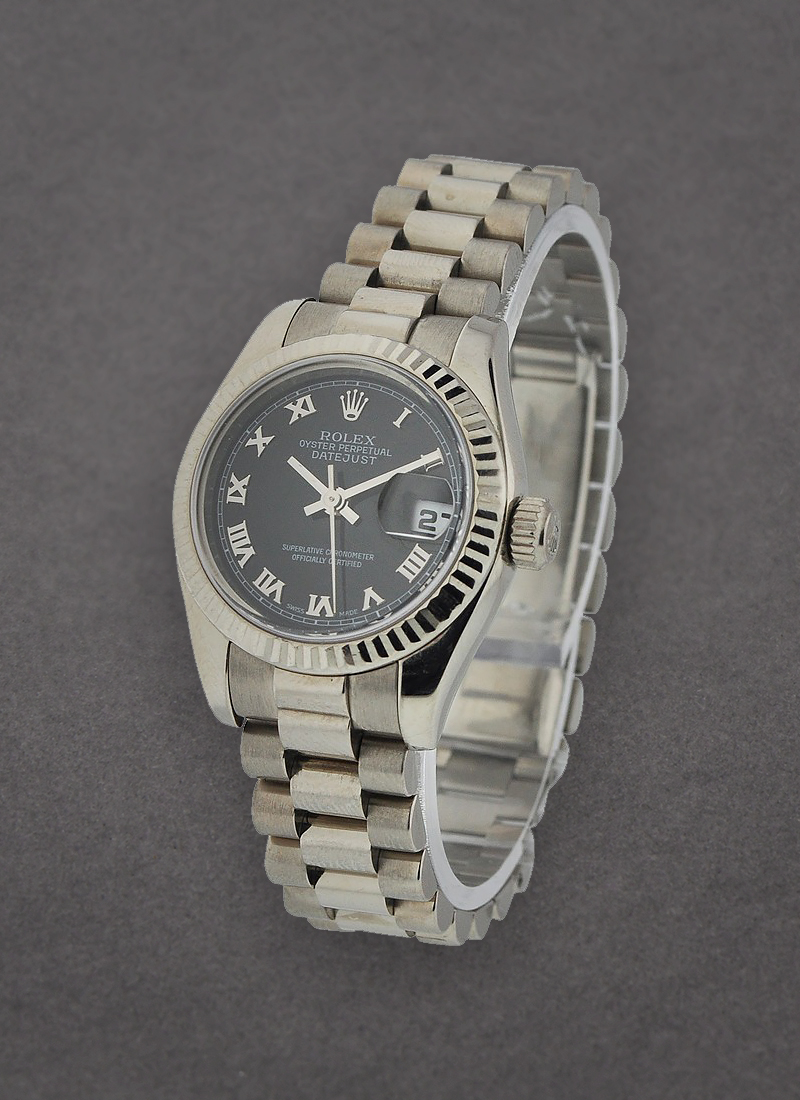 Pre-Owned Rolex Ladies President in White Gold with Fluted Bezel 