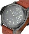 PAM 26B - Luminor Marina Left Handed in PVD Black Steel on Brown Leather Strap with Black Dial