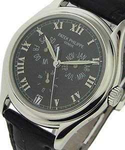5035P - Annual Calendar  Platinum with Black Roman Dial - Platinum Tang Buckle