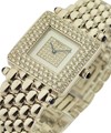 Classique Dame 3-Row Diamond Bezel White Gold on Bracelet with Pave Diamond Dial