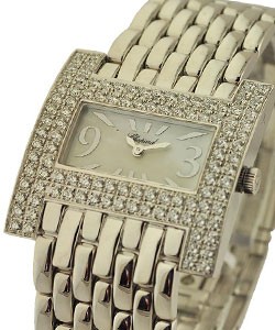 Rectangle Haute Horlogerie in White Gold with Diamond Bezel on White Gold  Bracelet with White MOP Dial