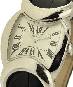 Carissima Quartz Boutique Edition in White Gold on Black Leather Strap with White Roman Dial