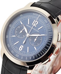 1966 Chronograph in White Gold on Black Crocodile Leather Strap with Blue Dial