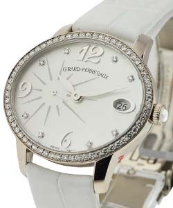 Cats Eye with Diamond Bezel White Gold on Strap with Mother of Pearl Diamond Dial