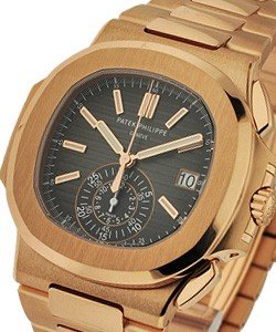 Nautilus 5980/1R Chronograph in Rose Gold on Rose Gold Bracelet with Black Dial