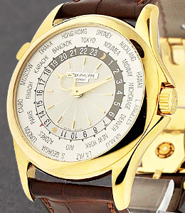 Ref 5130J-001 World Time in Yellow Gold on Brown Leather Strap with White Dial
