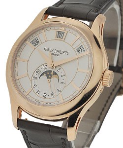 Annual Calendar Ref 5205R-001 Moon Phase in Rose Gold on Brown Leather Strap with Opaline White Dial