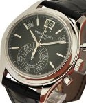 5960P Annual Calendar Chronograph in PLatinum on Black Alligator Leather Strap with Black Dial