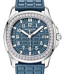 5067A Lady's Aquanaut Luce 35.6mm Quartz in Steel with Diamond Bezel  on Blue Composite Strap with Misty Blue Dial