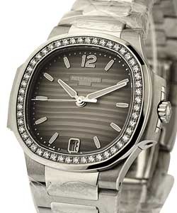 7018 Lady's Nautilus with Diamond Bezel  Steel on Bracelet with Charcoal Gray Dial