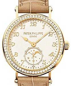 7121 Ladies Complicated Moon Phase - Diamond Bezel Yellow Gold on Leather Strap with Cream Dial
