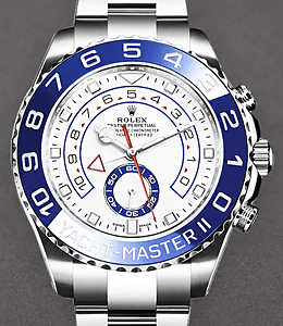 Yacht-Master II in Stainless Steel with Blue Ceramic Bezel on Steel Oyster Bracelet with White Lacquer Dial