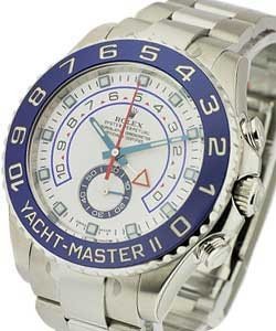 Yacht-Master II in Stainless Steel with Blue Ceramic Bezel    on Steel Oyster Bracelet with White Lacquer Dial