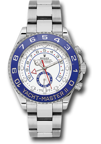 Yacht-Master II in Stainless Steel with Blue Ceramic Bezel on Steel Oyster Bracelet with White Lacquer Dial
