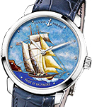 Classico Cloisonne Baltimore - Limited Edition of 30 in White Gold  on Blue Leather with Enamel Cloisonne Dial