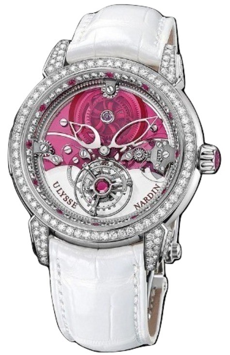 Royal Ruby Tourbillon in Platinum with Diamond Bezel on White Alligator Leather Strap with Ruby Dial Only 99 pcs made!