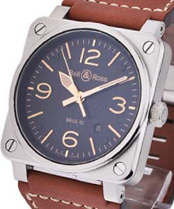 BR03-92 Golden Heritage in Steel on Tan Leather with Brown Dial