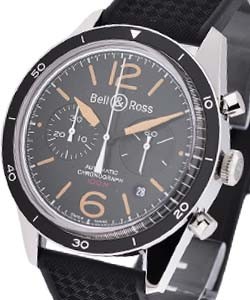 BR 126 Sport Heritage Chronograph in Steel on Black Rubber Strap with Black Dial