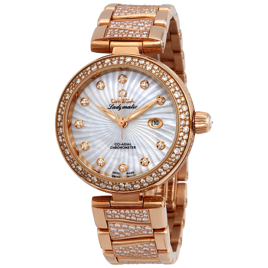 DeVille Ladymatic in Rose Gold with Diamond Bezel on Rose Gold Diamond Bracelet with MOP Diamond Dial