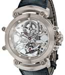 Gerald Genta Tourbillon Saphir in White Gold - Limited to 25 Pieces on Black Crocodile Leather Strap with Skeleton Dial