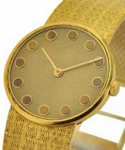 Vintage Ladies in Yellow Gold  Om Mesh Bracelet with Champagne Dial 