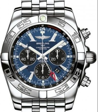 WIndrider Chronomat GMT in Steel on Steel Bracelet with Blue Dial