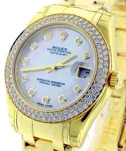Masterpiece in Yellow Gold with Diamond Bezel on Yellow Gold Pearlmaster Bracelet with MOP Diamond Dial