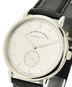 Saxonia Thin in White Gold on Black Alligator Leather Strap with Silver Dial