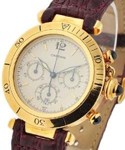 Pasha 38mm - Chronograph Quartz Movement Yellow Gold on Strap with Silver Dial