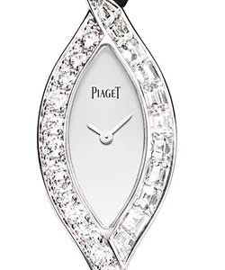 Limelight Precious Couture in White Gold with Diamond Bezel On Black Satin Strap with Silver Dial