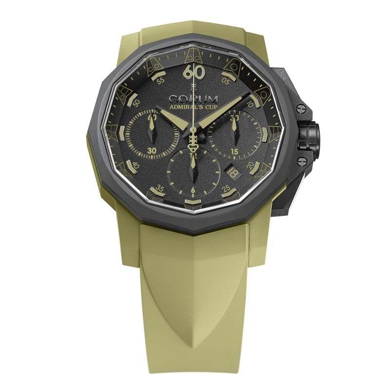 Admirals Cup Challenge Chrono in Green Rubber with Black Rubber Bezel on Green Rubber Strap with Black Dial 