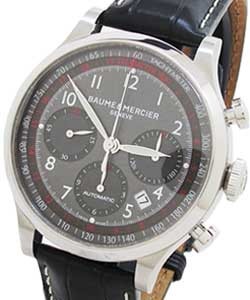 Capeland Chronograph in Steel On Black Leather Strap with Grey Dial