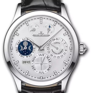 Master Eight Days Perpetual in White Gold on Black Alligator Leather Strap with Silver Dial
