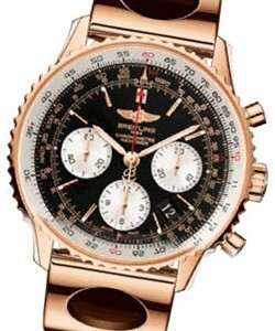 Navitimer 01 Automatic in Rose Gold on Rose Gold Air Bracelet Strap with Black Dial