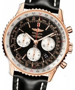 Navitimer 01 Chronograph in Rose Gold on Black Calfskin Leather Strap with Black Dial