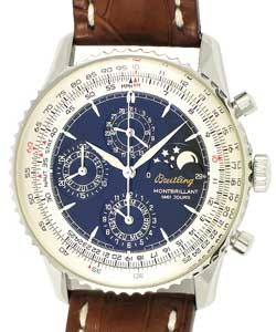 Navitimer Montbrillant Chronograph in Steel  Steel on Brown Crocodile Strap with Black Dial 