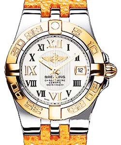 Galactic 30mm Quartz in 2-Tone On Orange Lizard Strap with White MOP Roman Dial