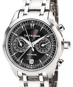 Manero Central Chrono Men's Automatic in Steel On Steel Bracelet with Black Dial
