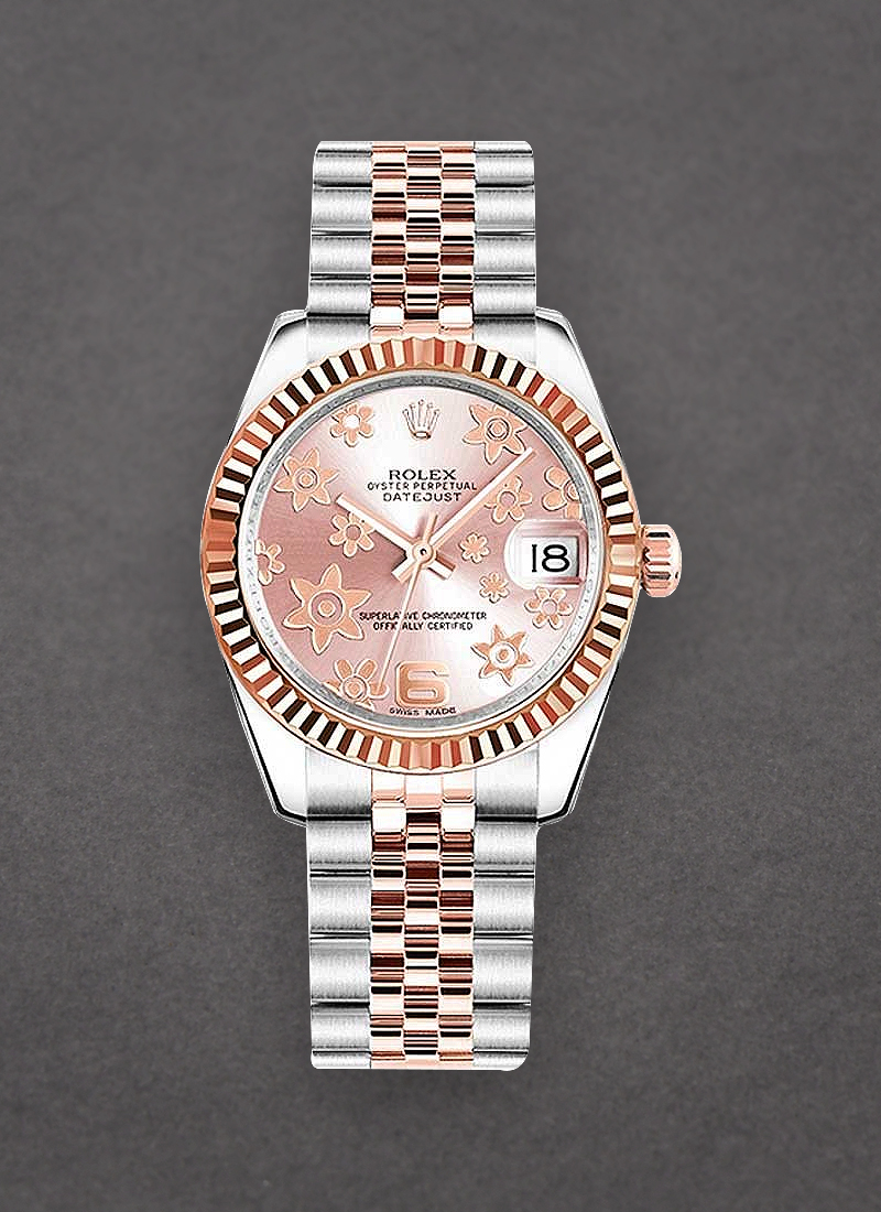 Rolex Unworn Datejust in Steel with Rose Gold Fluted Bezel