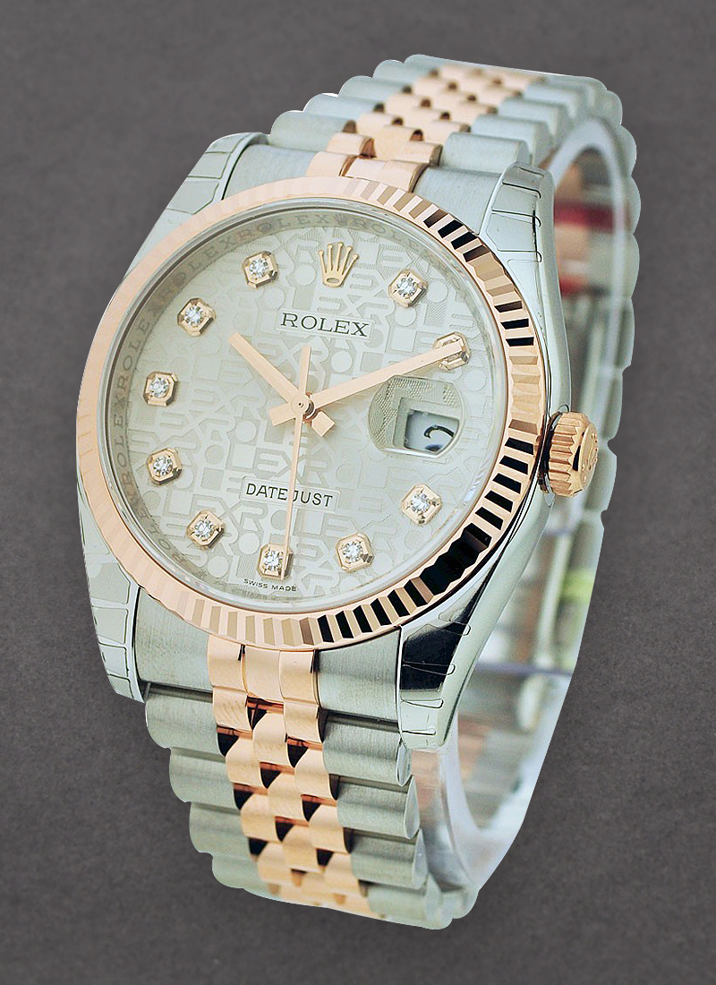 Rolex Unworn Datejust 36mm in Steel with Rose Gold Fluted Bezel